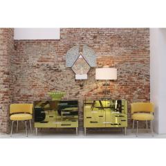 Pair of Bauhaus Style Chairs for Pizzi Arredamenti Upholstered in Yellow Cotton - 3308288
