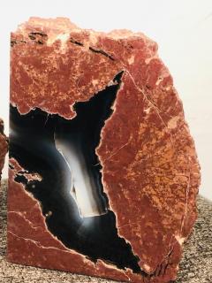 Pair of Beautiful Petrified Wood Geode Book Ends - 882090