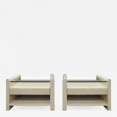 Pair of Bedside Tables in Lacquered Tesselated Bone 1970s - 936663