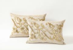 Pair of Belgian Embroidered Linen Pillows - 2261398