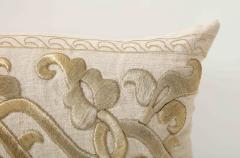 Pair of Belgian Embroidered Linen Pillows - 2261403