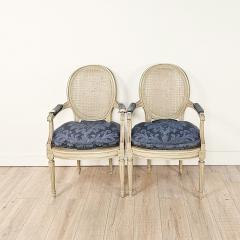 Pair of Belle poque Louis XVI Painted Armchairs France circa 1900 - 3576619