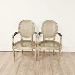 Pair of Belle poque Louis XVI Painted Armchairs France circa 1900 - 3576620