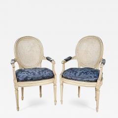 Pair of Belle poque Louis XVI Painted Armchairs France circa 1900 - 3590746