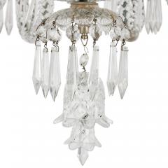 Pair of Belle poque clear cut and etched glass 6 light chandeliers - 3416495