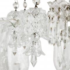 Pair of Belle poque clear cut and etched glass 6 light chandeliers - 3416496