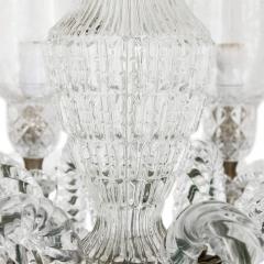 Pair of Belle poque clear cut and etched glass 6 light chandeliers - 3416499