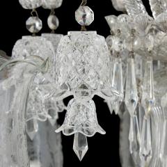 Pair of Belle poque clear cut and etched glass 6 light chandeliers - 3416506
