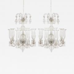 Pair of Belle poque style clear cut glass chandeliers - 3496549