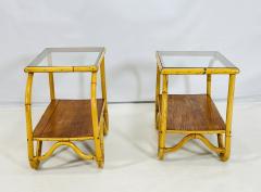 Pair of Bentwood Glass Side Tables USA 1950s - 4202895
