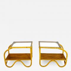 Pair of Bentwood Glass Side Tables USA 1950s - 4203738
