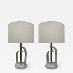 Pair of Bentwood and Brass Cerused Oak Lamps - 2083885
