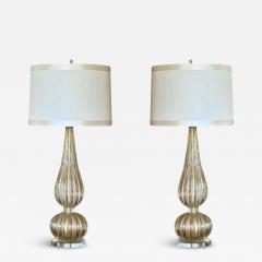 Pair of Bespoke Modern Murano Gold Lamps - 3520693