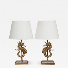 Pair of Bespoke Seahorse Bronze Table Lamps - 1558309