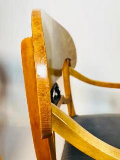 Pair of Biedermeier Arm Chairs in Flame Birch Wood Sweden 1900s - 3438223