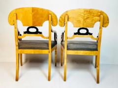 Pair of Biedermeier Arm Chairs in Flame Birch Wood Sweden 1900s - 3438272