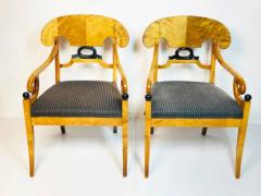 Pair of Biedermeier Arm Chairs in Flame Birch Wood Sweden 1900s - 3438274