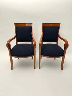 Pair of Biedermeier Armchairs Cherry Wood Black Boucle France circa 1820 - 4139652