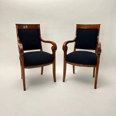 Pair of Biedermeier Armchairs Cherry Wood Black Boucle France circa 1820 - 4139653