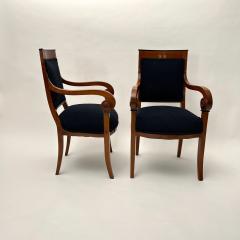 Pair of Biedermeier Armchairs Cherry Wood Black Boucle France circa 1820 - 4139657