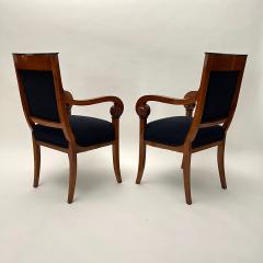 Pair of Biedermeier Armchairs Cherry Wood Black Boucle France circa 1820 - 4139658