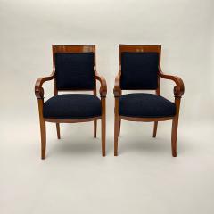 Pair of Biedermeier Armchairs Cherry Wood Black Boucle France circa 1820 - 4139660