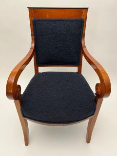 Pair of Biedermeier Armchairs Cherry Wood Black Boucle France circa 1820 - 4139662