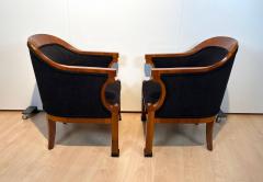 Pair of Biedermeier Bergere Chairs Walnut Veneer Vienna Austria 19th Century - 2567182