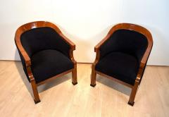 Pair of Biedermeier Bergere Chairs Walnut Veneer Vienna Austria 19th Century - 2567184
