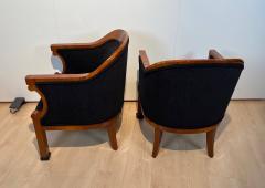 Pair of Biedermeier Bergere Chairs Walnut Veneer Vienna Austria 19th Century - 2567187