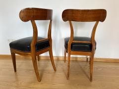 Pair of Biedermeier Shovel Chairs Walnut Black Leather Austria circa 1820 - 3711063