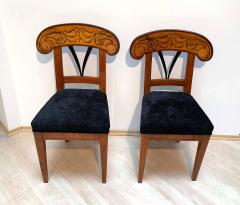Pair of Biedermeier Shovel Chairs Walnut Ink Painting South Germany ca 1830 - 2405870