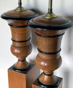 Pair of Biedermeier Style Turned Mahogany Urn form Lamps - 3839216