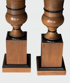 Pair of Biedermeier Style Turned Mahogany Urn form Lamps - 3839217