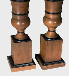 Pair of Biedermeier Style Turned Mahogany Urn form Lamps - 3839218