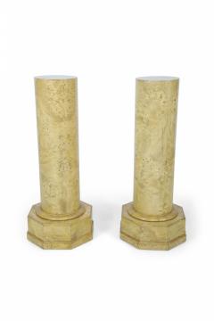 Pair of Biedermeier style Karelian Birch Octagonal Base Pedestals - 4170369