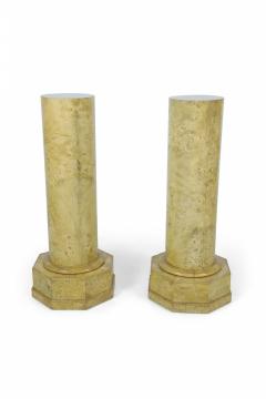 Pair of Biedermeier style Karelian Birch Octagonal Base Pedestals - 4170372