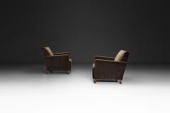 Pair of Birch Armchairs with Brown Upholstery Sweden 1930s - 4603868
