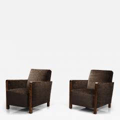 Pair of Birch Armchairs with Brown Upholstery Sweden 1930s - 4623852