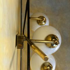 Pair of Black Asymmetrical Sconces w White Opaline Glass Boules - 1644354