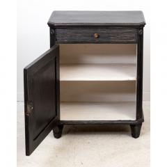 Pair of Black Gustavian Nightstands with single drawer and Reeded Door - 2339832