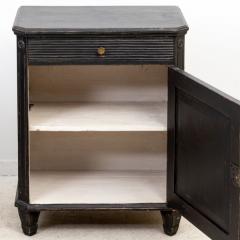 Pair of Black Gustavian Nightstands with single drawer and Reeded Door - 2339835