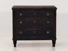 Pair of Black Gustavian Style Chests of Drawers - 1753133