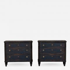 Pair of Black Gustavian Style Chests of Drawers - 1754724