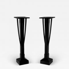 Pair of Black Lacquer Art Deco Pedestal Stands - 3518409