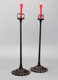 Pair of Black Lacquer Candlesticks - 3889258