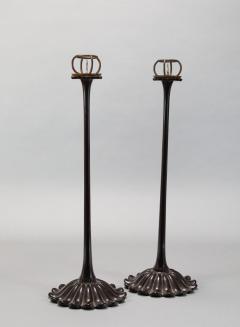 Pair of Black Lacquer Candlesticks - 3889259