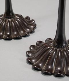 Pair of Black Lacquer Candlesticks - 3889281