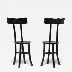 Pair of Black Lacquer Chairs - 4263634