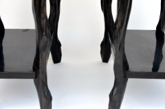 Pair of Black Lacquer Ebonized and Inlaid Wood Organic End Tables - 873276